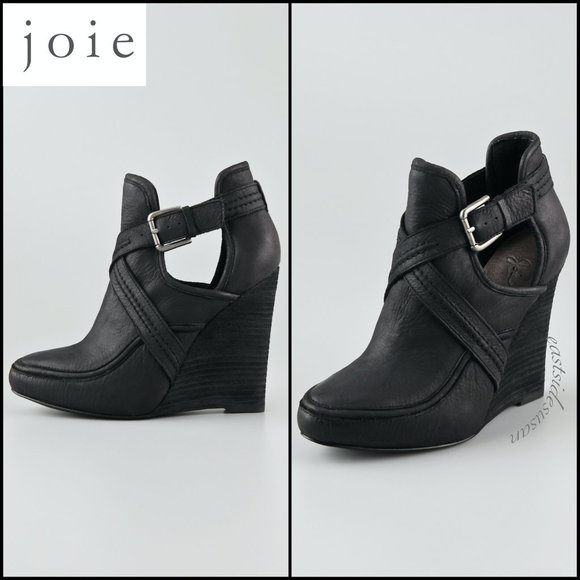 Joie Shoes - HP🔥 NIB JOIE Brickhouse LEATHER Wedge Bootie w Straps
